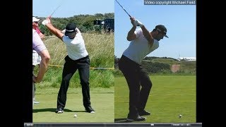 Jon Rahm golf swing  Long Iron faceon amp downtheline July 2017 [upl. by Tilagram]