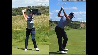 Justin Thomas golf swing  Long Iron faceon amp downtheline July 2017 [upl. by Huang510]