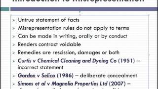 Misrepresentation Lecture 1 of 4 [upl. by Nahtal]